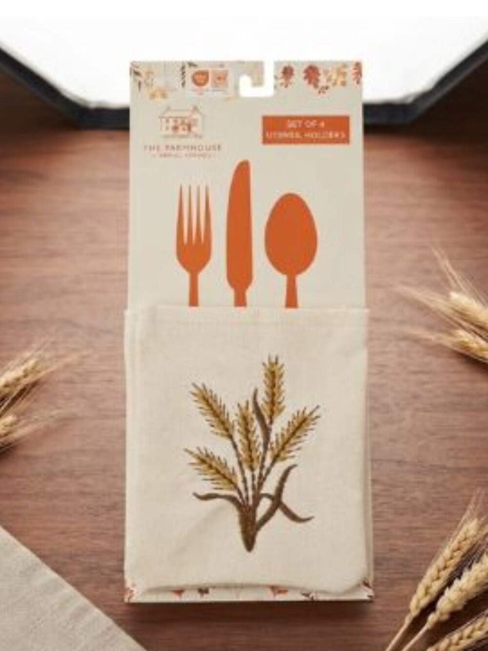 NIP Set of 4 CLOTH Utensil Holders FALL/WHEAT The Farmhouse Rachel Ashwell